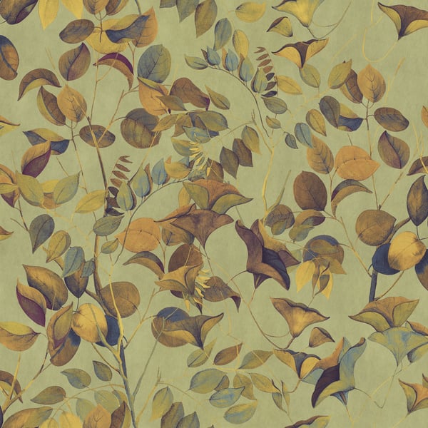 Galerie Wallpaper Product code: DW2007 - Designer Walls Wallpaper Collection - Leek Green Colours - Nature Leaves Design