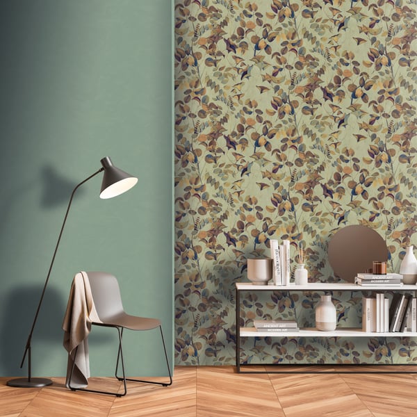 Galerie Wallpaper Product code: DW2007_2 - Designer Walls Wallpaper Collection - Leek Green Colours - Nature Leaves Design