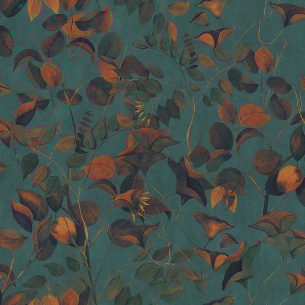 Galerie Wallpaper Product code: DW2008 - Designer Walls Wallpaper Collection - Heron Green Colours - Nature Leaves Design