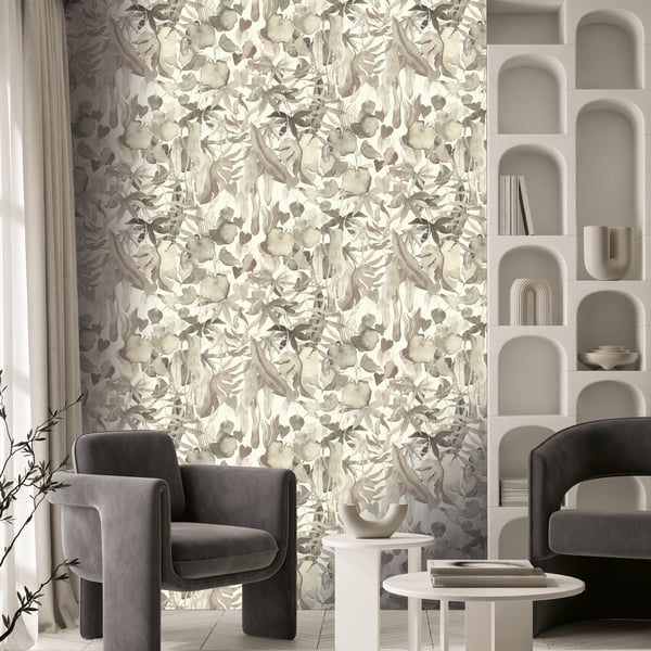 Galerie Wallpaper Product code: DW2010_2 - Designer Walls Wallpaper Collection - Greige Colours - Abstract Leaves Design