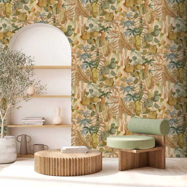 Galerie Wallpaper Product code: DW2011_2 - Designer Walls Wallpaper Collection - Warm Beige Colours - Abstract Leaves Design