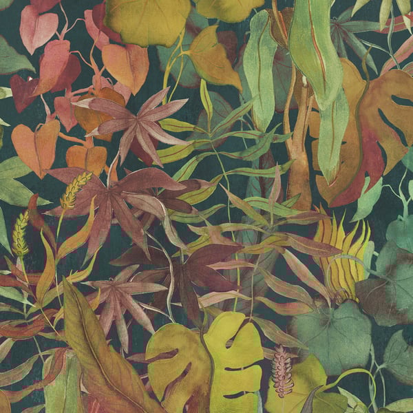 Galerie Wallpaper Product code: DW2012 - Designer Walls Wallpaper Collection - Heron Green Colours - Abstract Leaves Design