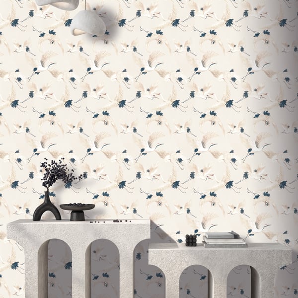 Galerie Wallpaper Product code: DW2018_2 - Designer Walls Wallpaper Collection - Light Grey Colours - Cranes Design
