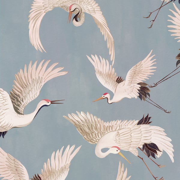 Galerie Wallpaper Product code: DW2019 - Designer Walls Wallpaper Collection - Light Blue Fog Colours - Cranes Design