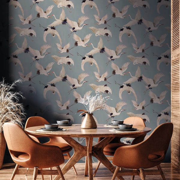 Galerie Wallpaper Product code: DW2019_2 - Designer Walls Wallpaper Collection - Light Blue Fog Colours - Cranes Design