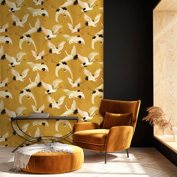 Galerie Wallpaper Product code: DW2020_2 - Designer Walls Wallpaper Collection - Ochre Colours - Cranes Design