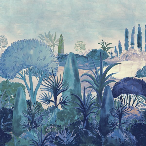 Galerie Wallpaper Product code: DW2029 - Designer Walls Wallpaper Collection - Twilight Blue Lilac Colours - Botanical Landscape Design