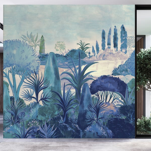 Galerie Wallpaper Product code: DW2029_2 - Designer Walls Wallpaper Collection - Twilight Blue Lilac Colours - Botanical Landscape Design