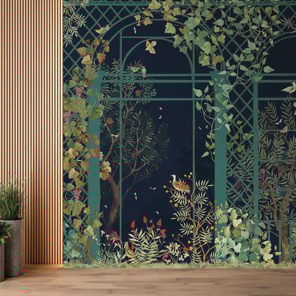 Galerie Wallpaper Product code: DW2032_2 - Designer Walls Wallpaper Collection - Midnight Blue Colours - Greenhouse Design