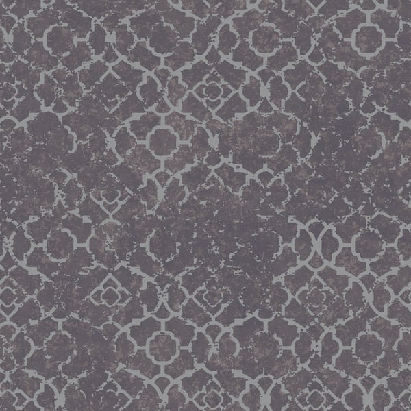 Galerie Wallpaper Product code: DWP0246-01 - Emporium Wallpaper Collection - Purple Silver Colours - Aged Quatrefoil Design