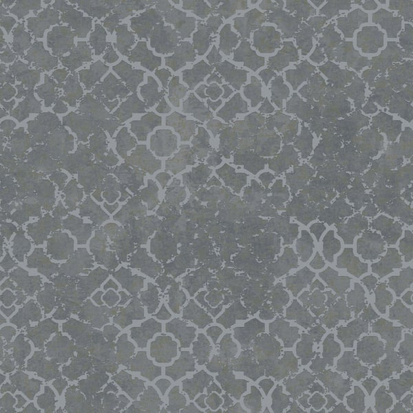 Galerie Wallpaper Product code: DWP0246-02 - Emporium Wallpaper Collection - Grey Silver Colours - Aged Quatrefoil Design