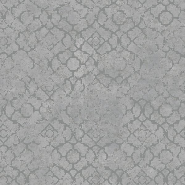 Galerie Wallpaper Product code: DWP0246-03 - Emporium Wallpaper Collection - Silver Colours - Aged Quatrefoil Design