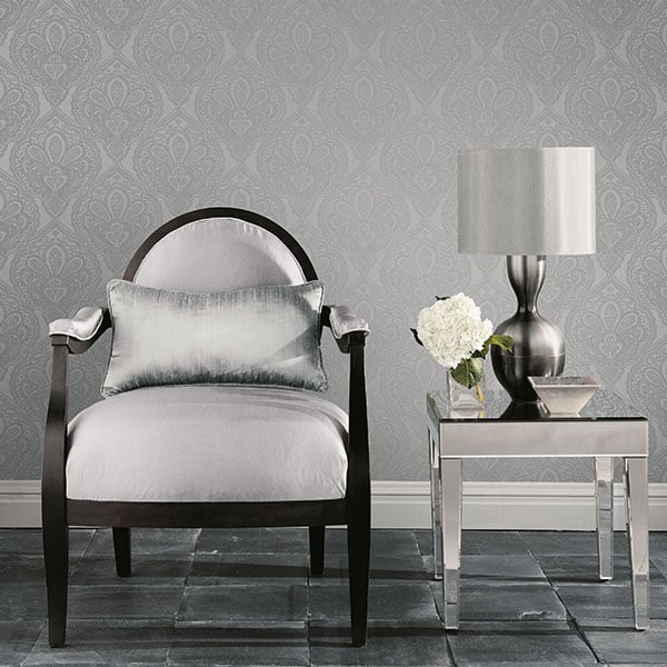 Galerie Wallpaper Product code: DWP0247-03R - Emporium Wallpaper Collection - Silver Colours - Mehndi Damask Design