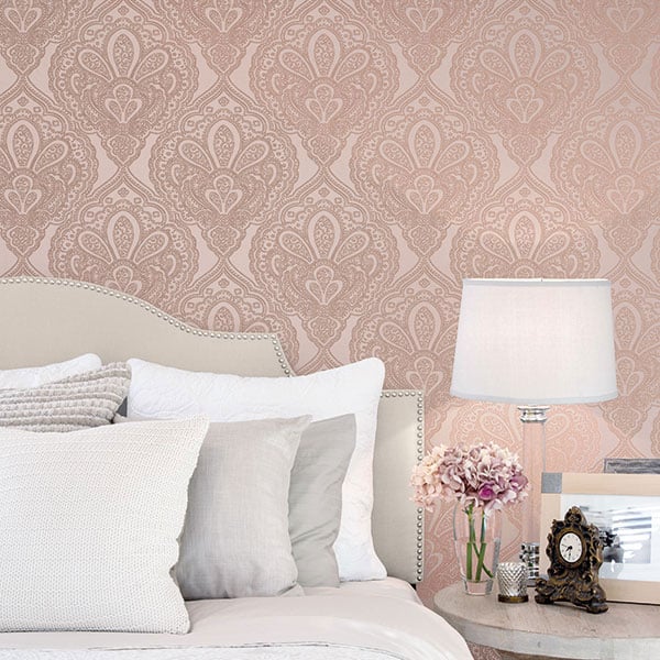 Galerie Wallpaper Product code: DWP0247-04R - Emporium Wallpaper Collection - Pink Rose Gold Colours - Mehndi Damask Design
