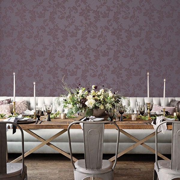 Galerie Wallpaper Product code: DWP0250-01R - Emporium Wallpaper Collection - Purple Colours - Acanthus trail Design