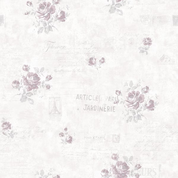 Galerie Wallpaper Product code: G45082 - Vintage Roses Wallpaper Collection - Burgundy Pink Cream Colours - Postcard Florals Design