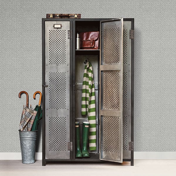 Galerie Wallpaper Product code: G45176R - Nostalgie Wallpaper Collection - Silver Grey Colours - Diamond Plate Design