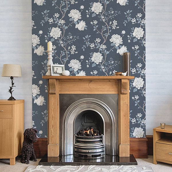 Galerie Wallpaper Product code: G45303R - Vintage Roses Wallpaper Collection - Dark Blue Beige Colours - Magnolia Design