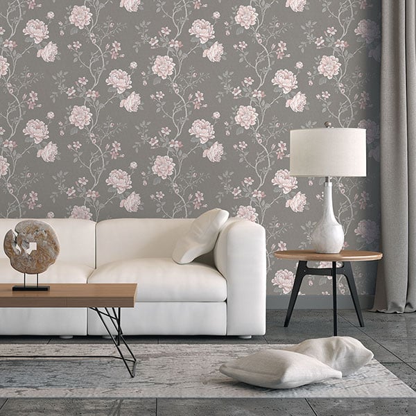 Galerie Wallpaper Product code: G45305R - Vintage Roses Wallpaper Collection - Grey Pink Colours - Magnolia Design