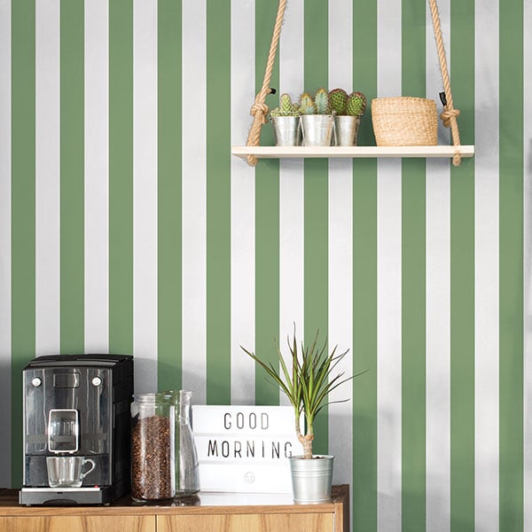 Galerie Wallpaper Product code: G45401R - Just Kitchens Wallpaper Collection - Green Colours - Awning Stripe Design