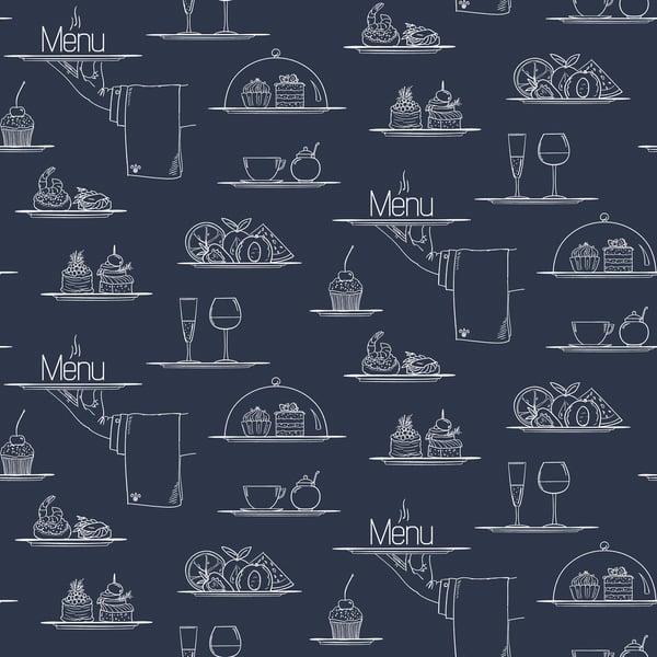 Galerie Wallpaper Product code: G45407 - Just Kitchens Wallpaper Collection - Navy Colours - Chalkboard Menu Design