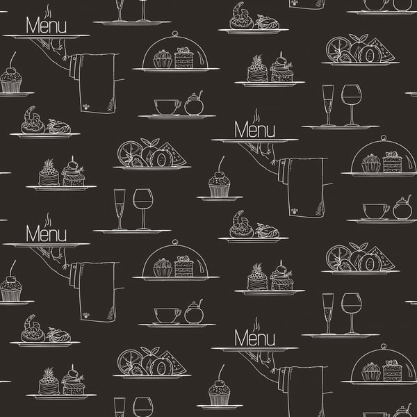 Galerie Wallpaper Product code: G45408 - Just Kitchens Wallpaper Collection - Black Colours - Chalkboard Menu Design