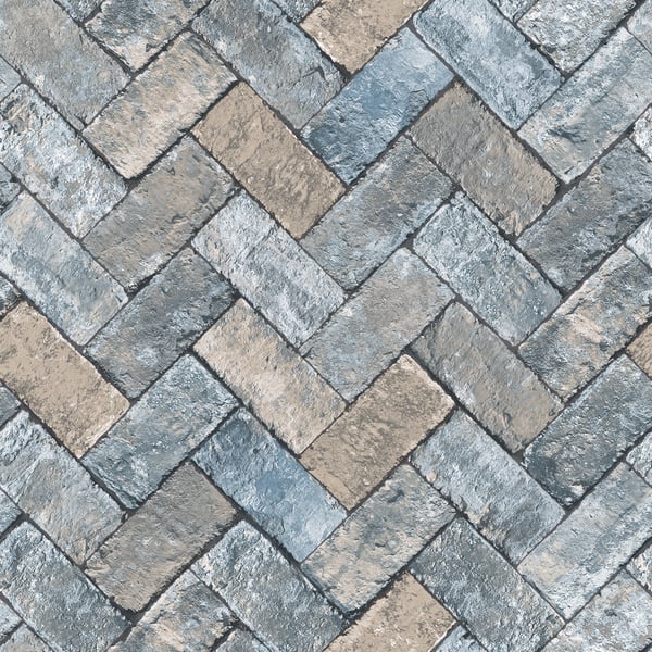 Galerie Wallpaper Product code: G45425 - Just Kitchens Wallpaper Collection - Blues Taupe Colours - Herringbone Brick Design