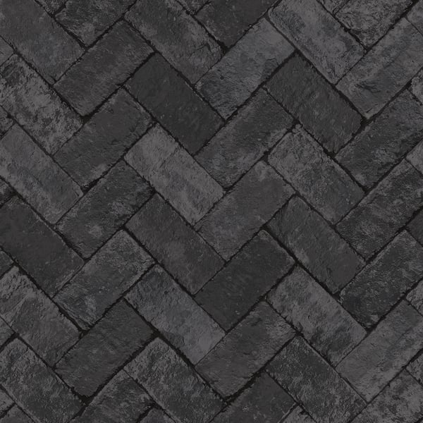 Galerie Wallpaper Product code: G45426 - Just Kitchens Wallpaper Collection - Black Colours - Herringbone Brick Design