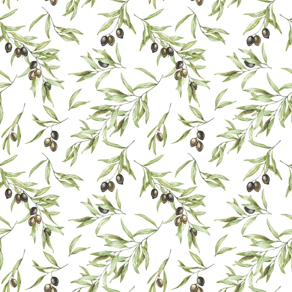Galerie Wallpaper Product code: G45450 - Just Kitchens Wallpaper Collection - Green Black White Colours - Olive Drupe Design