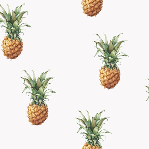 Galerie Wallpaper Product code: G45453 - Just Kitchens Wallpaper Collection - White Green Brown Colours - Pineapples Design