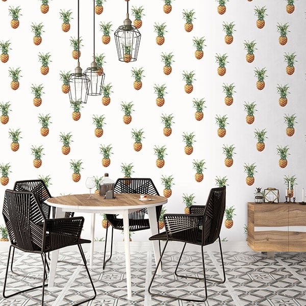 Galerie Wallpaper Product code: G45453R - Just Kitchens Wallpaper Collection - White Green Brown Colours - Pineapples Design