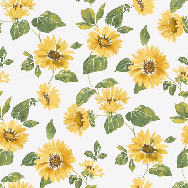 Galerie Wallpaper Product code: G45458 - Just Kitchens Wallpaper Collection - Yellow Green White Colours - Sunflower Trail Design