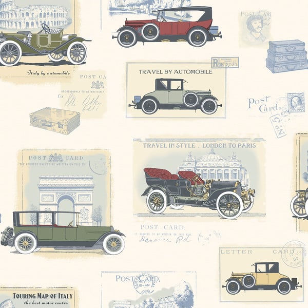 Galerie Wallpaper Product code: G56135 - Nostalgie Wallpaper Collection - Cream Colours - Cars Design