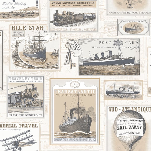Galerie Wallpaper Product code: G56145 - Nostalgie Wallpaper Collection - Beige Colours - Travel Design