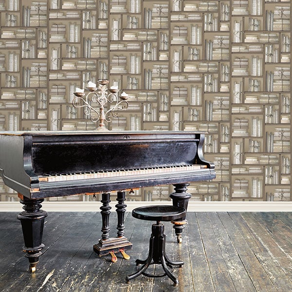 Galerie Wallpaper Product code: G56154R - Nostalgie Wallpaper Collection - Brown Colours - Natural books Design