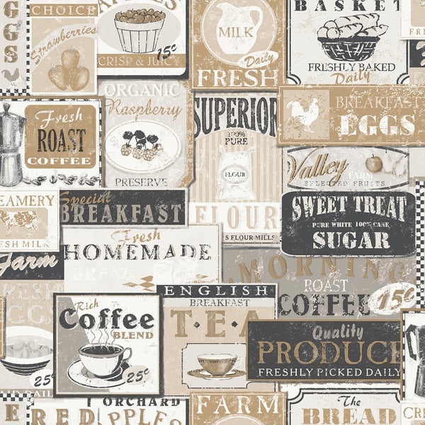 Galerie Wallpaper Product code: G56169 - Nostalgie Wallpaper Collection - Beige Colours - Enamel Signs Design