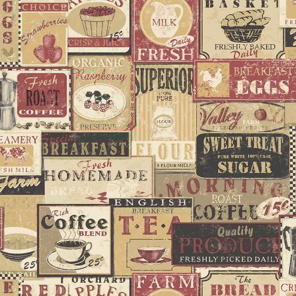 Galerie Wallpaper Product code: G56172 - Nostalgie Wallpaper Collection - Red Colours - Enamel Signs Design