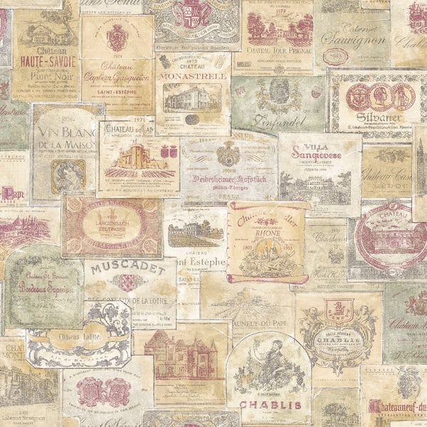 Galerie Wallpaper Product code: G56173 - Nostalgie Wallpaper Collection - Beige Colours - Wine Labels Design