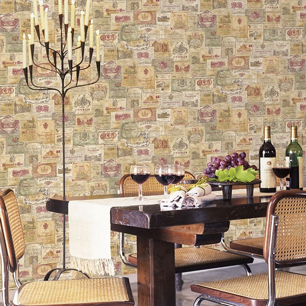 Galerie Wallpaper Product code: G56173R - Nostalgie Wallpaper Collection - Beige Colours - Wine Labels Design