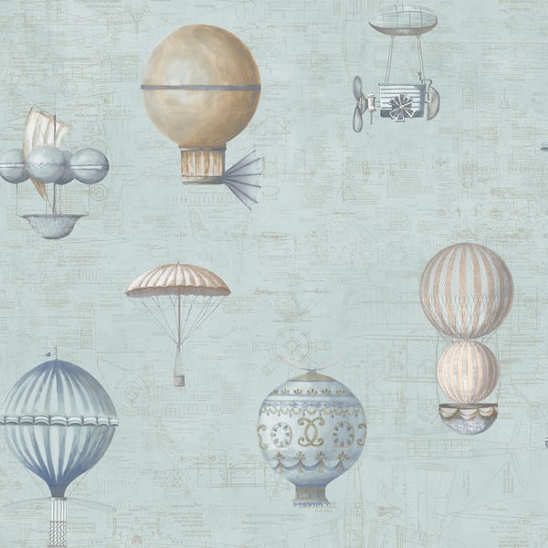 Galerie Wallpaper Product code: G56200 - Nostalgie Wallpaper Collection - Blue Colours - Air Ships Design