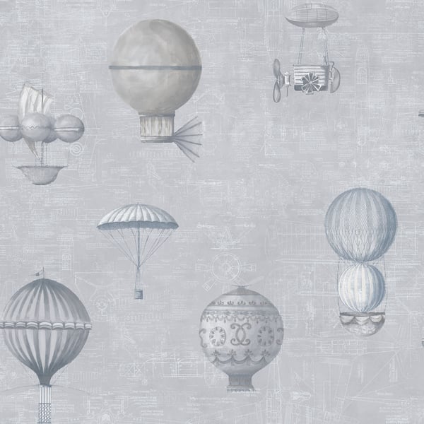Galerie Wallpaper Product code: G56201 - Nostalgie Wallpaper Collection - Silver Grey Colours - Air Ships Design