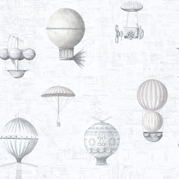 Galerie Wallpaper Product code: G56202 - Nostalgie Wallpaper Collection - Silver Grey Colours - Air Ships Design