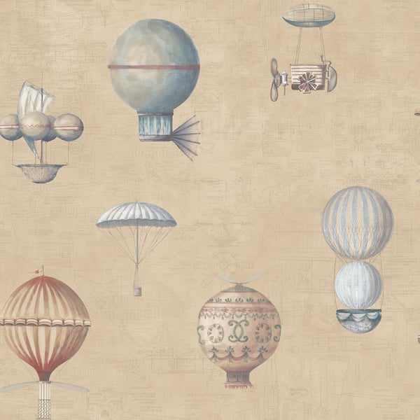 Galerie Wallpaper Product code: G56203 - Nostalgie Wallpaper Collection - Yellow Gold Colours - Air Ships Design