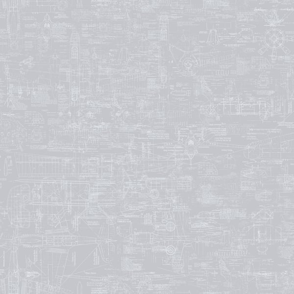 Galerie Wallpaper Product code: G56209 - Nostalgie Wallpaper Collection - Silver Grey Colours - Blueprint Design