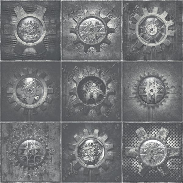 Galerie Wallpaper Product code: G56228 - Nostalgie Wallpaper Collection - Silver Grey Colours - Industrial Tiles Design