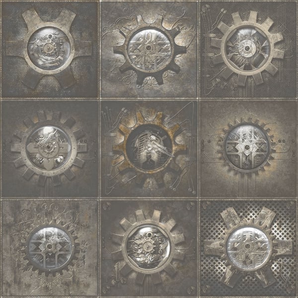 Galerie Wallpaper Product code: G56229 - Nostalgie Wallpaper Collection - Bronze Brown Colours - Industrial Tiles Design
