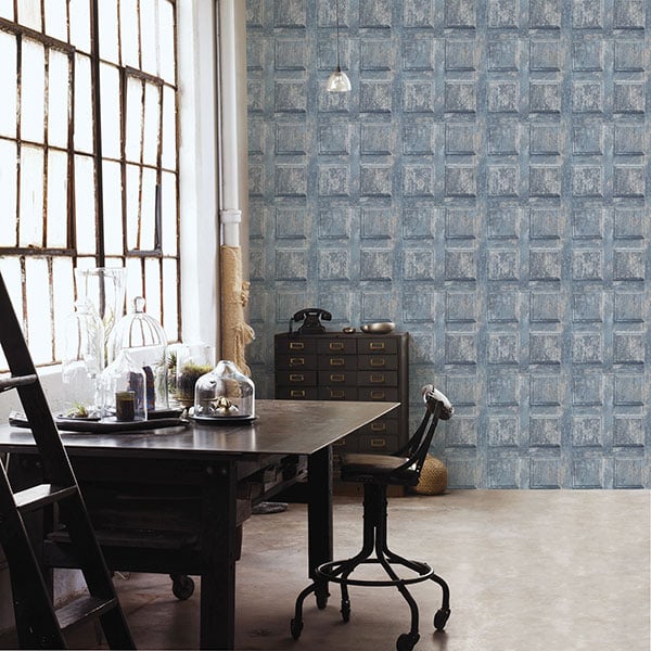 Galerie Wallpaper Product code: G56562R - Nostalgie Wallpaper Collection - Blue Beige Colours - Door Design