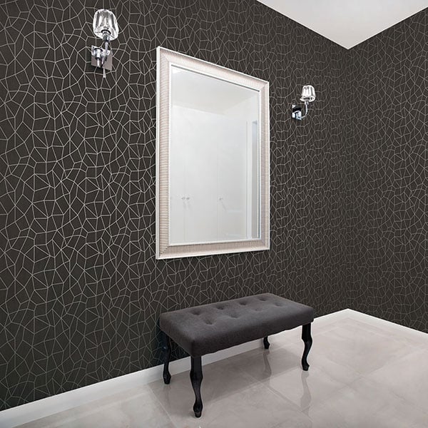 Galerie Wallpaper Product code: G67694R - Special Fx Wallpaper Collection - Black Silver Colours - Glitter Web Design