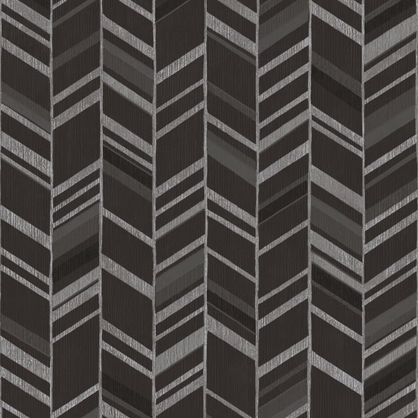 Galerie Wallpaper Product code: G67716 - Special Fx Wallpaper Collection - Black Grey Silver Colours - Glitter Chevrons Design