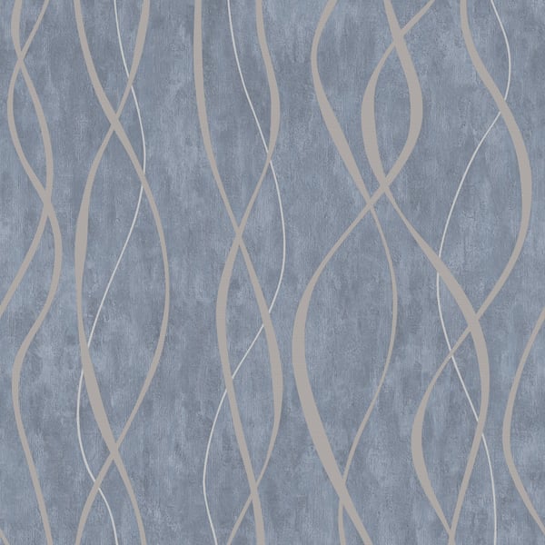 Galerie Wallpaper Product code: G67720 - Special Fx Wallpaper Collection - Blue Silver Grey Colours - Glitter Ribbons Design